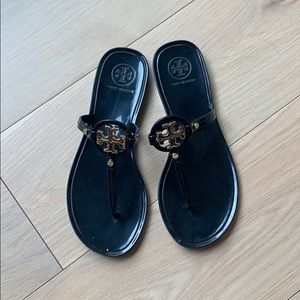 Black Tory Burch black and gold sandals